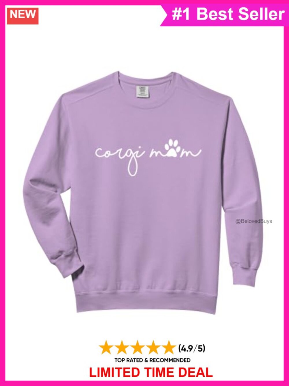 Corgi Mom Comfort Colors Sweatshirt Cotton Blend Crew Neck Women